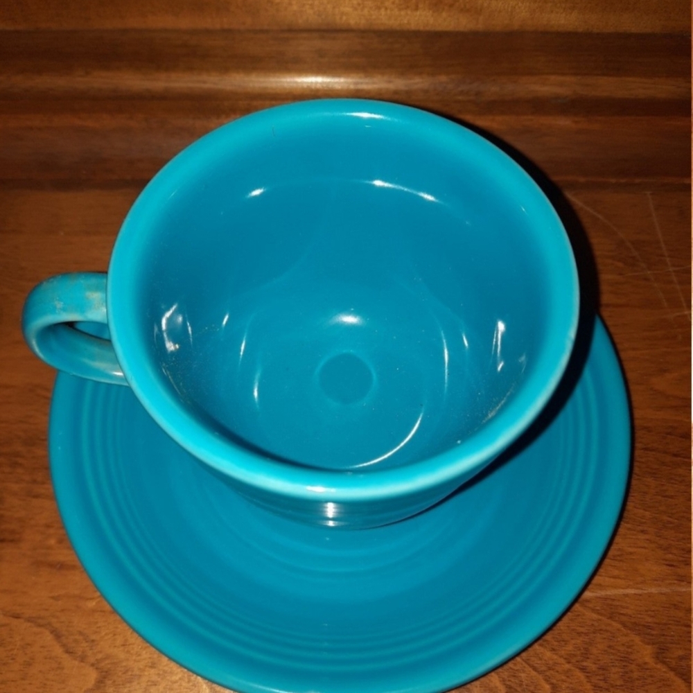 Fiesta Cerulean Mug and Saucer Set